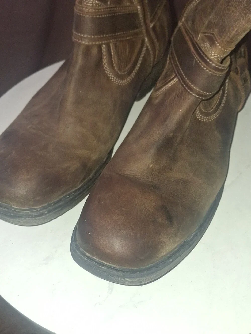 Roans Brown Leather Harness Boots
